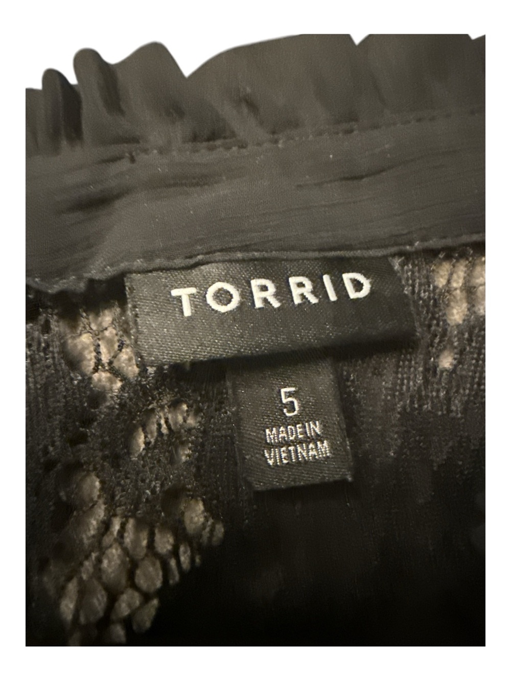 Torrid Black Lace Yoke Blouse with Ruffled Lace Neckline Size 5 Dark Romantic - Picture 3 of 3